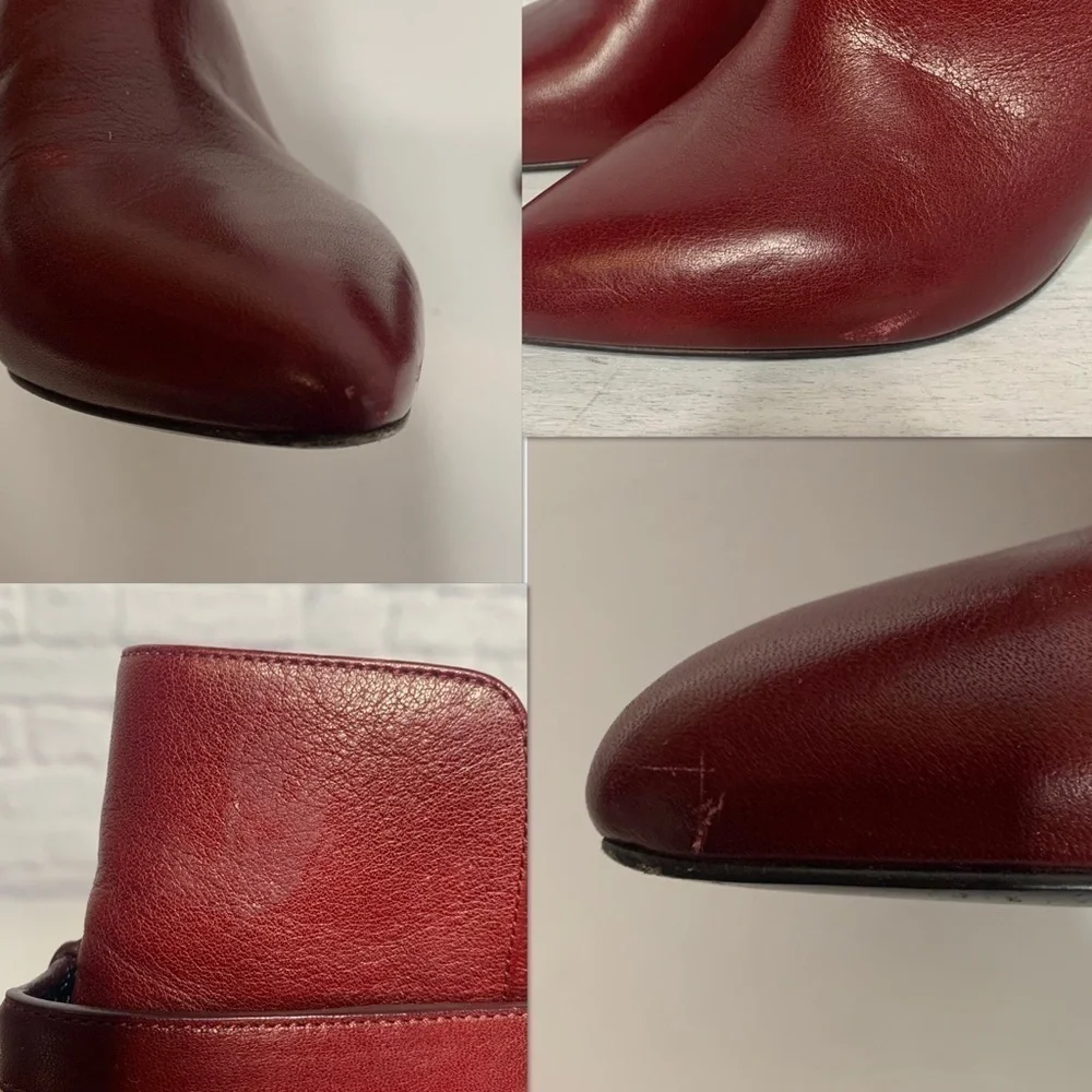 Celine Jodhpur Burgundy Leather Triangle Heel Ankle Booties